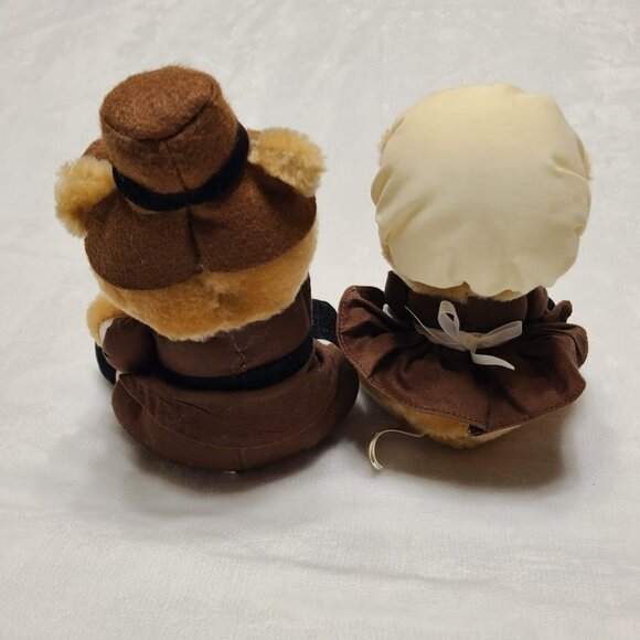 Vintage Russ Berrie Thanksgiving Pilgrim Bear Set Priscilla John Plush Dolls 8" - Picture 6 of 10